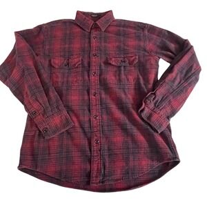 American Eagle Outfitters Plaid Flannel Shirt Red Black Cotton Long Sleeve Men's